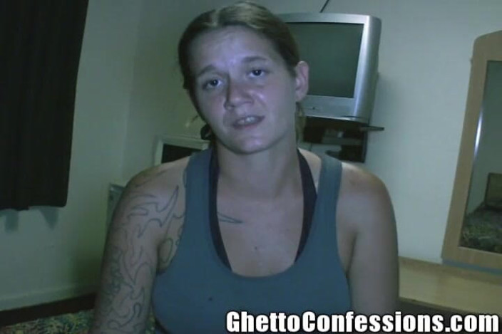 Ghetto Confessions: A horny brunette with cock in her hands does a...