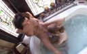 Naughty Girls: Busty milf and brunette lezzie pussy toying in the bathtub