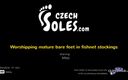 Czech Soles - foot fetish content: Worshiping mature bare feet in fishnet stockings