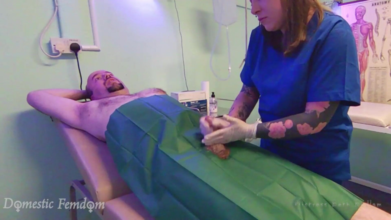 Domestic femdom: Medical Handjob