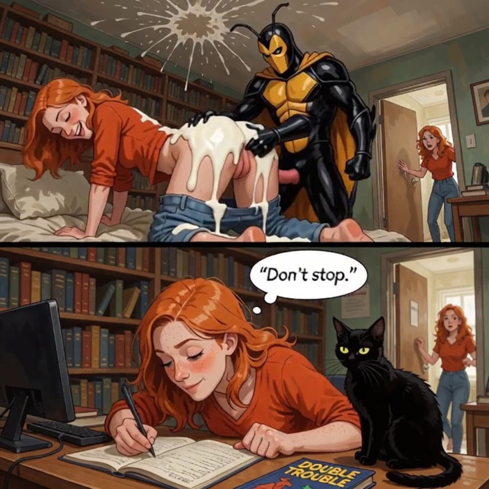 My night collection: Library Daydream She Rides the Hero While Her Roommate Walks...