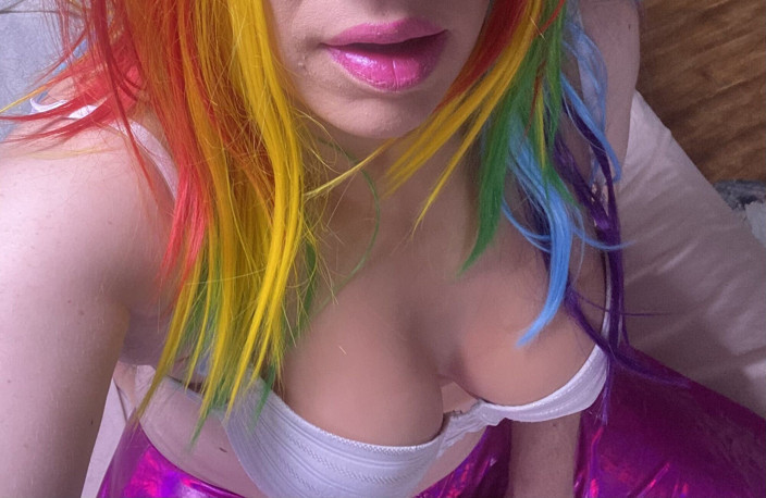 Natasha Sparklez: Sissy Rainbow Slut Plays with Her Tits