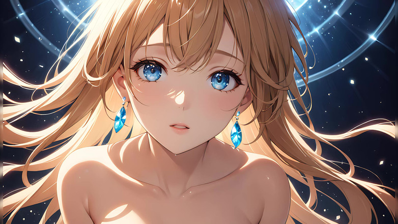 LustRender: Ethereal ascent: gök ışığına sarılı güzel genç bir kadın