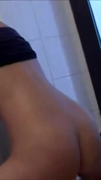 Horny chick loves anal masturbation in the bathroom