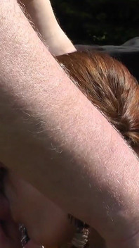 Thick with huge tits fucked by swingers outdoors!