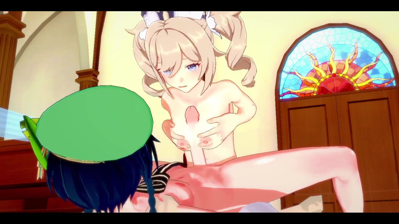 HentaiTubes: Genshin impact Hentai - Barbara X venti sesso in una chiesa -...