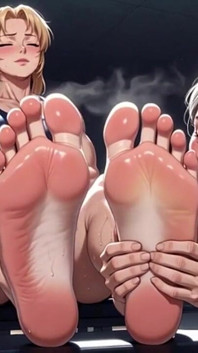 Old Woman Licking Muscular Womans Feet in Gym - Humiliation