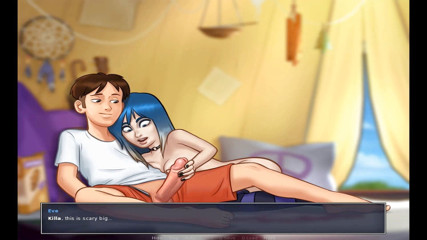 Hentai World: Summertime saga - 내 요리사를 따먹는 동급생 파란 머리 십대
