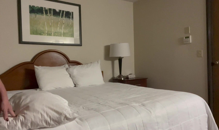 Flight Attendant Fiona: Fa fiona hat spaß in ihrem hotelzimmer mit einem kissen