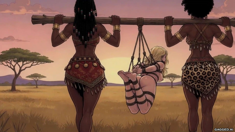 Gagged AI Cartoons: Bound Blonde Cargo
