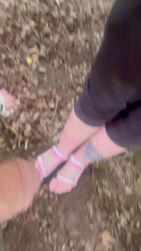 P on Her Cute Pink Sandals, Camera Focused on Her Feet My Dick See It Flow