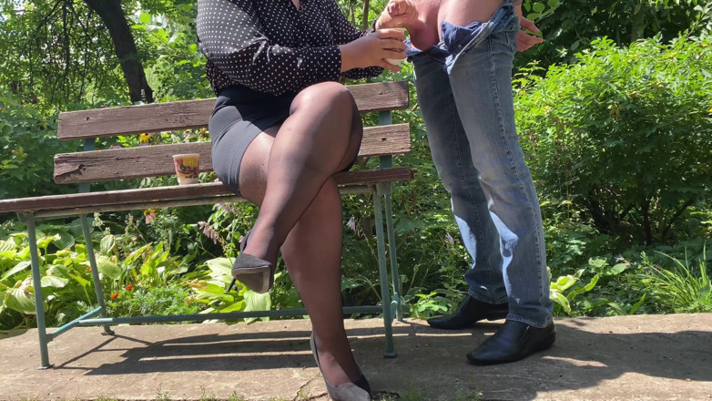OurFetishLife: Hot milf milked big cock cum into her coffee outdoors...