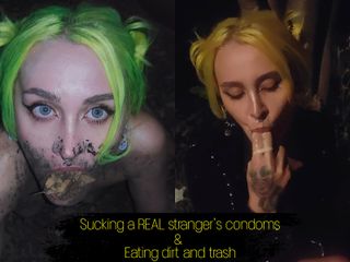 Forest whore: Sucking a real stranger&#039;s condoms eating trash and dirt. My...