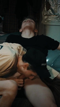 Hot sex on a transparent in inflatable chair