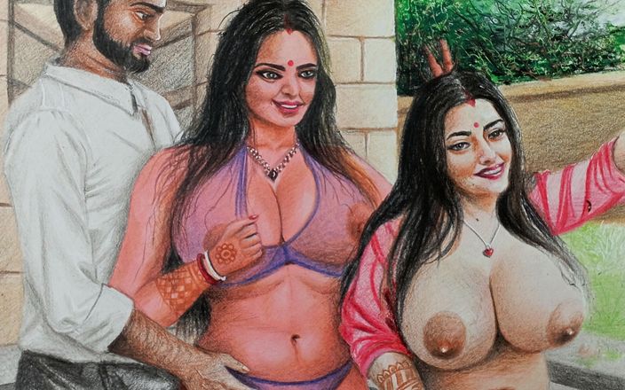 ThePornARTIST69: Arte erótica ou desenho de uma mulher indiana sexy em...