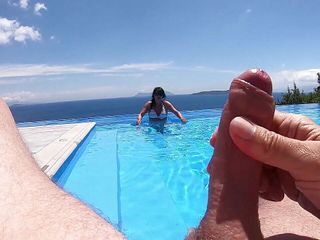 Alexandra Wett: Blown off Stranger Cock in the Pool Outdoor