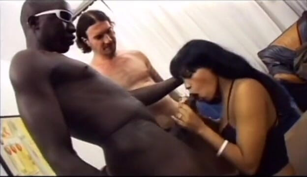 3 Bangers: Ebony slut with a plump round ass sucks a dick...