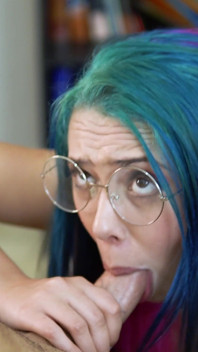 Nerdy Girl Taking a Facial Cumshot in Her Glasses - Brazilian Cherry Adams Amateur POV Blowjob