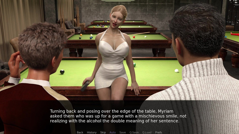 Porngame201: Project Myriam - hete milf krijgt dubbele penetratie op biljarttafel #1 - 3D-spel, HD, 60