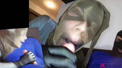 Nylon Xtreme: Katy с Zentai женщина-кошка делает минет в нейлоне