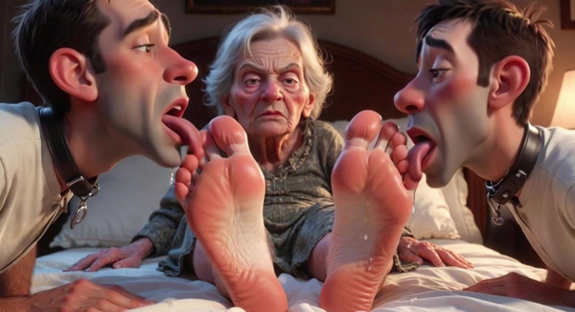 YOUR BEST FANTASY: Submissive Mans Serving Old Granny's Ugly Feet - Humiliation