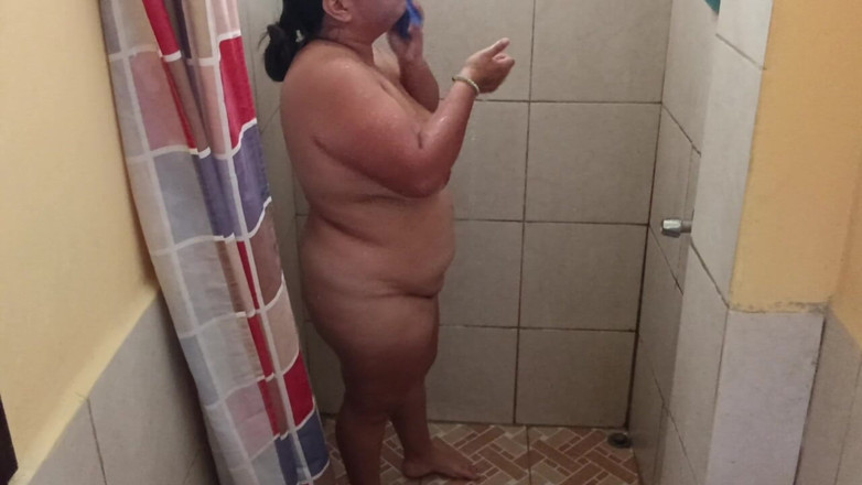 Stepmom_with_big_tits: Taking a Shower in a Public Restroom.