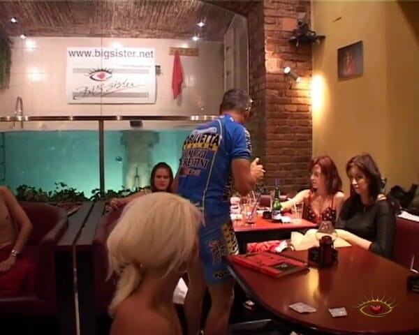 Big Sister: Biker in club and lesbo show with monster dildo