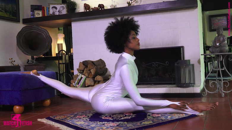 Gymnastic: Acrobatics in a White Zentai Catsuit