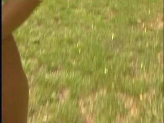 Lucky Cooch: Redhead babe is chasing her boyfriend outdoors