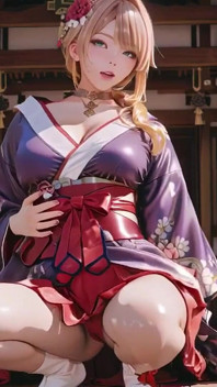 Blonde Goddess in the Japanese Corridor, Lazy Gazes, Hand on Hips, Sunlight Drenching Her Skin