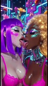 Funny Lesbians Tongue and Kiss Fetish, Ai Animation