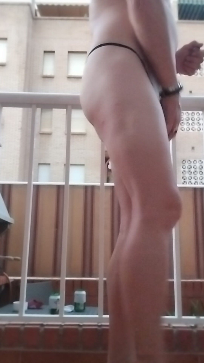 Morbosete000: Outdoor in Thong on the Terrace