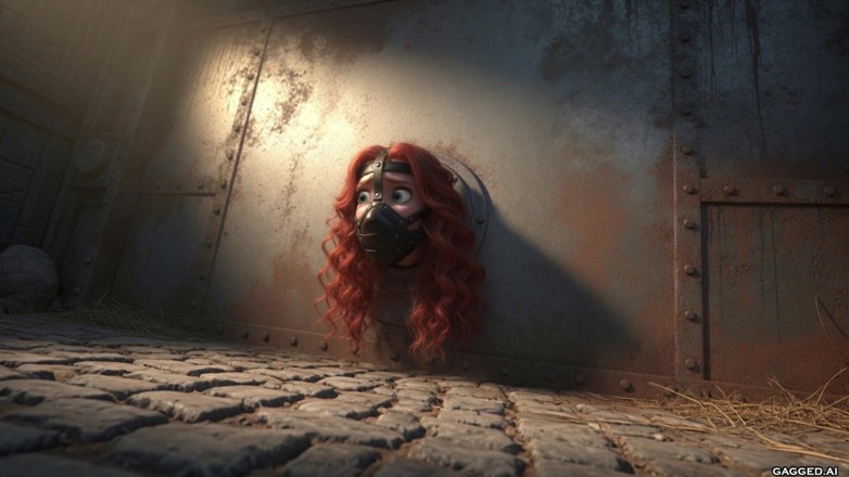 Gagged AI Cartoons: In der wand stecken