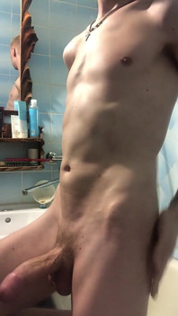 Hot Skinny Twink Jerks off in the Bathroom and Cums a Lot