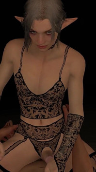 Caliente femboy crossdresser montando polla dura