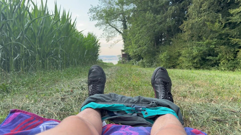 Daddys Legacy: Risky Bwc Stroking Outdoors on Meadow with Lake View - Big...