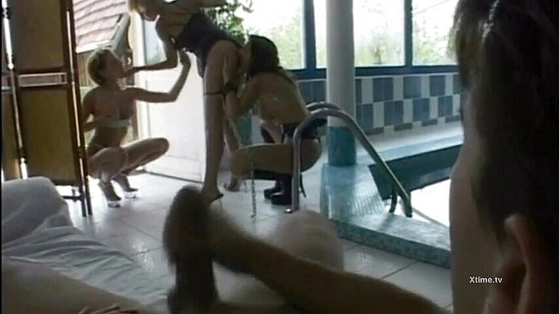 Monster Cocks: Three oiled slutty girls are playing before the great slam...