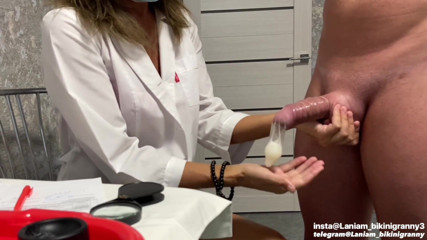 Ladyloveyoung60: Milf doctor vacuum cock medical examination semen analysis