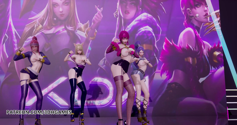 3D-Hentai Games: Black pink - tarian erotis 3d ahri, akali, evelynn, kaisa