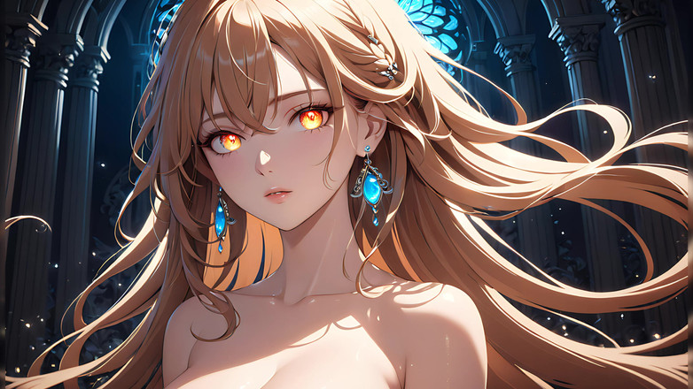 LustRender: Soft Starlight krásná mladá žena se zářícíma očima v animovaném stylu