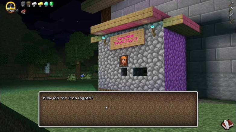 Alita: Hornycraft blowjob through glory hole at night