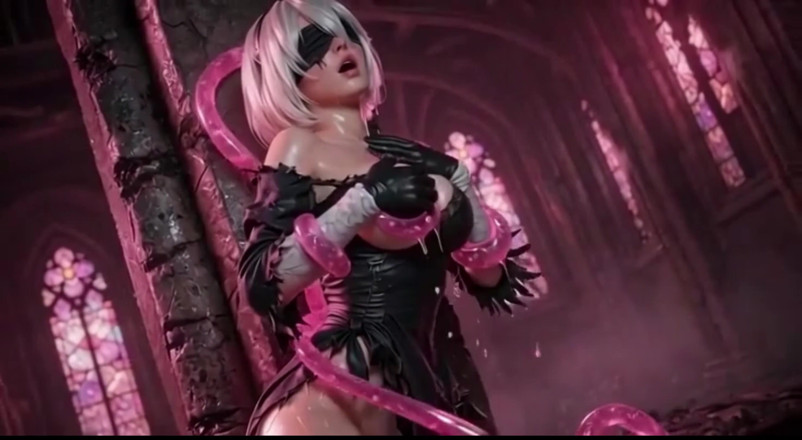 Ianimedia: 2b Nier Automata Covered in Thick Pink Slime - Ahegao Compilation