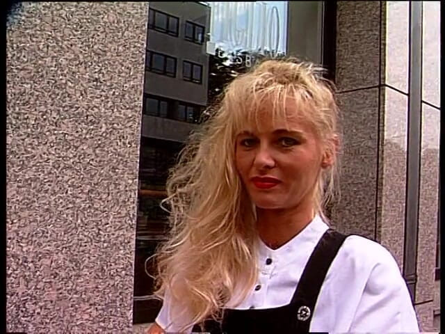 Lucky Cooch: Cute blond in front of camera