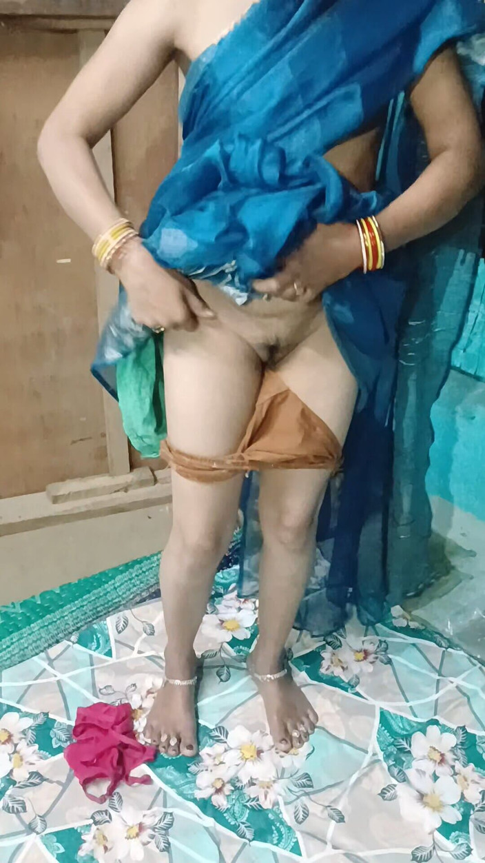 Pujasho: Desi Girl Wearing a New Saree