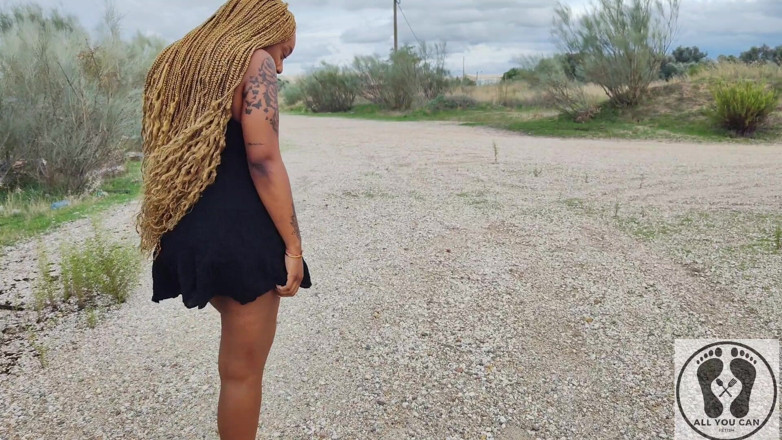 All You Can Fetish: Outdoor Naked Walk Ebony Publig Pussy Spread Close-ups Ass