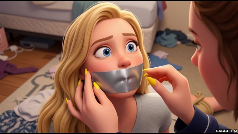 Gagged AI Cartoons: Experiencia de compañera de cuarto lesbiana