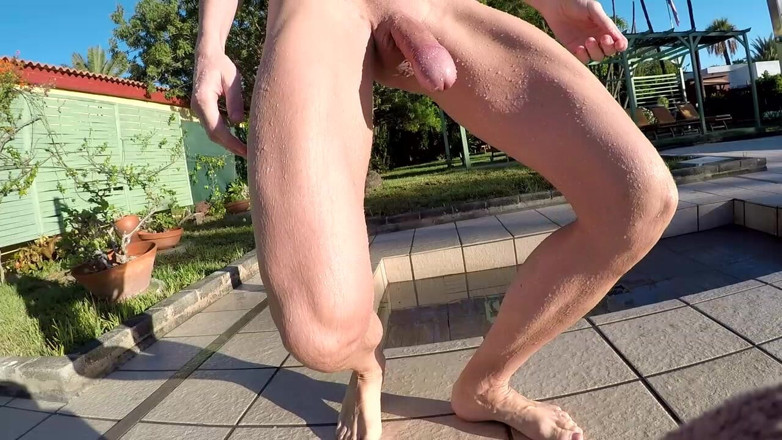 outdoor-fun: Outside Nude Shower at the Pool and Slowmotion