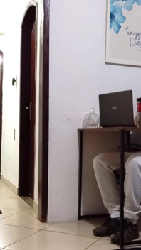 Real Wife Cheats on Her Husband While He's Wearing Headphones with the Delivery Man.