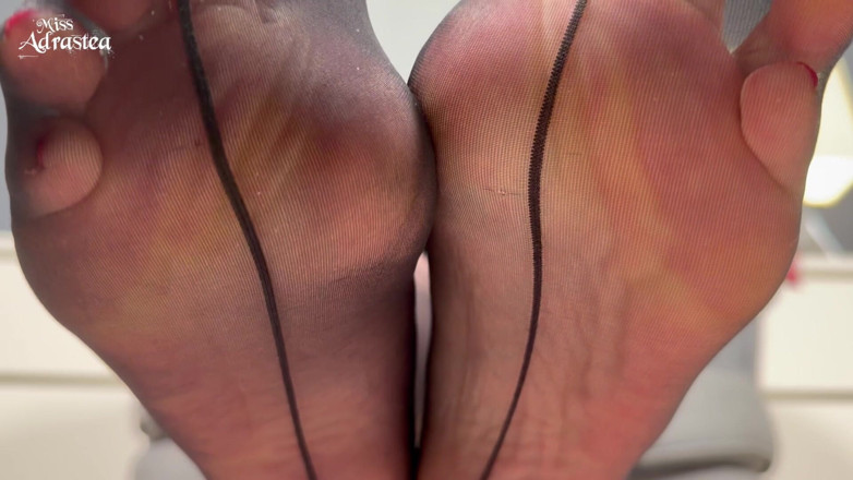 Miss Adrastea: Worship My Fragrant, Moist, Warm, Silky Feet! - Pantyhose Domination with...