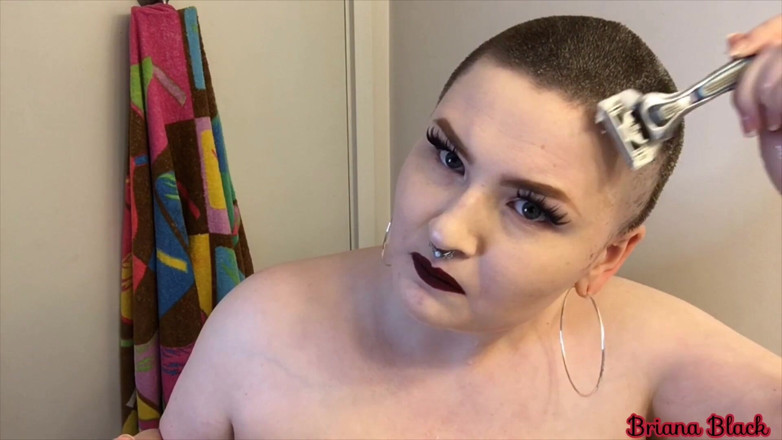 Briana Black: Smooth head shaving custom